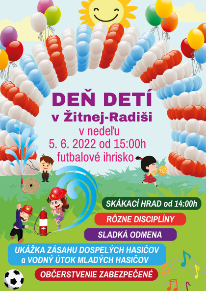 Plagát MDD v Žitnej-Radiši - 5.6.2022 od 15:00h