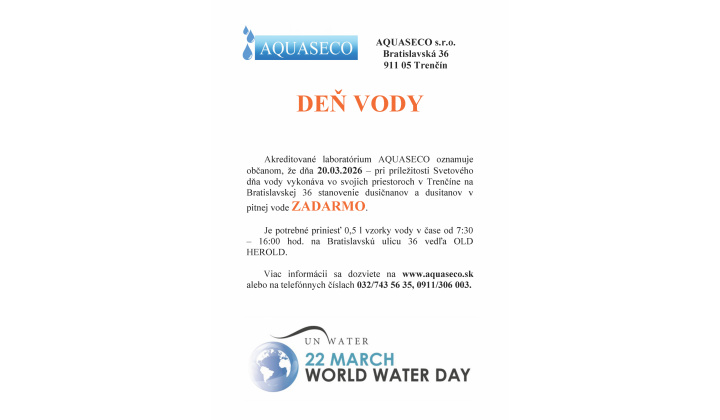 Fotka pre článok DEŇ VODY: rozbor vody ZADARMO