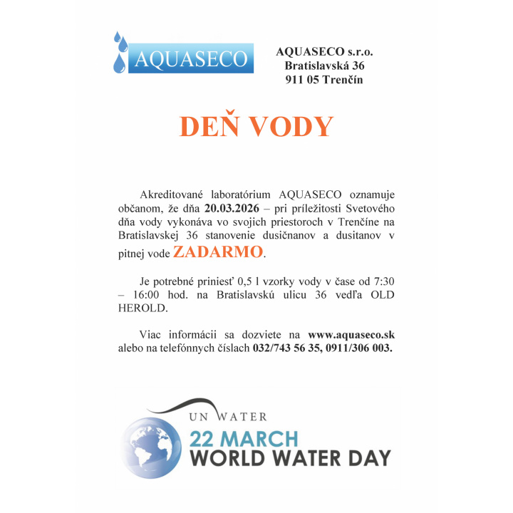 Menšia fotka pre článok DEŇ VODY: rozbor vody ZADARMO