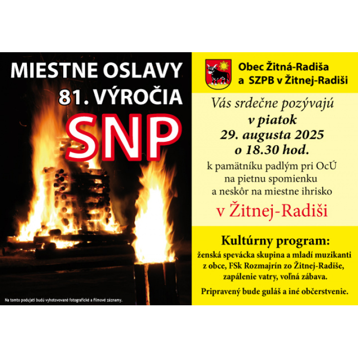 Menšia fotka pre článok Miestne oslavy 81. výročia SNP v Žitnej-Radiši 2025