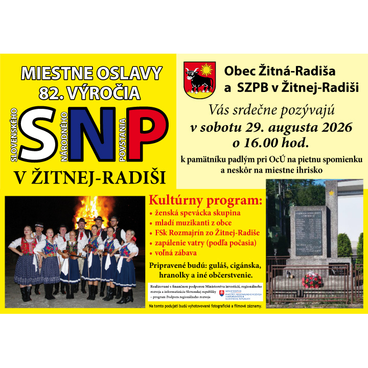 Menšia fotka pre článok Miestne oslavy 82. výročia SNP v Žitnej-Radiši 2026