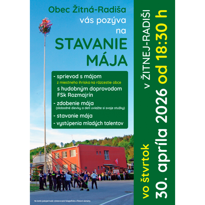 Menšia fotka pre článok Tradícia, ktorá spája: Stavanie mája v Žitnej-Radiši 2026