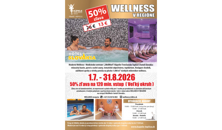 Fotka pre článok Wellness v regióne 1.7.2026 - 31.8.2026
