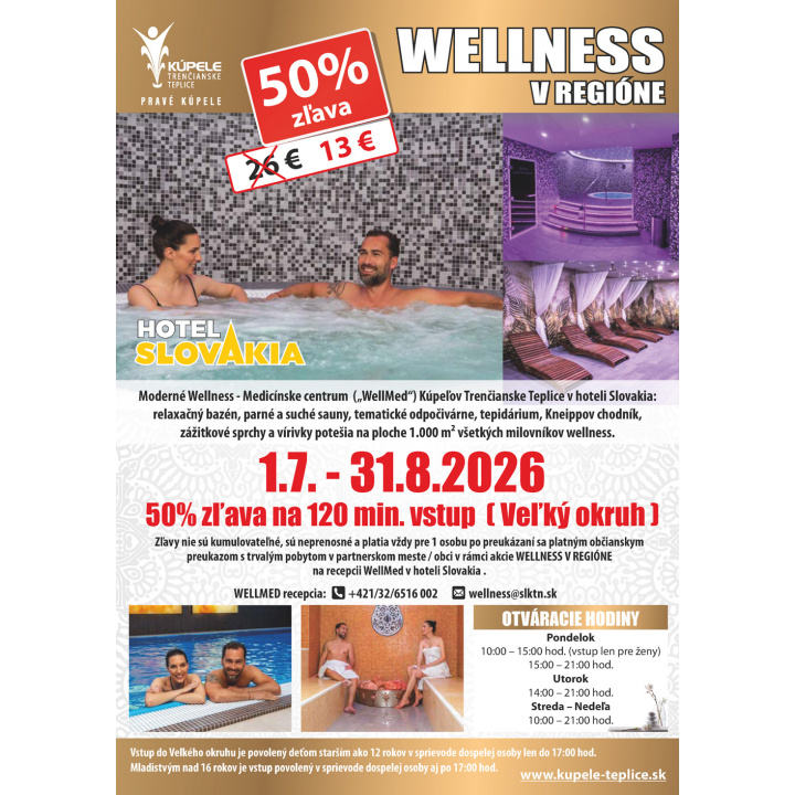 Menšia fotka pre článok Wellness v regióne 1.7.2026 - 31.8.2026